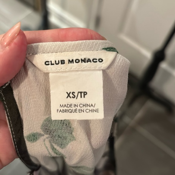 Club Monaco Womens Floral Print Round Neck Long Sleeve Blouse Top White Size XS - Picture 9 of 9